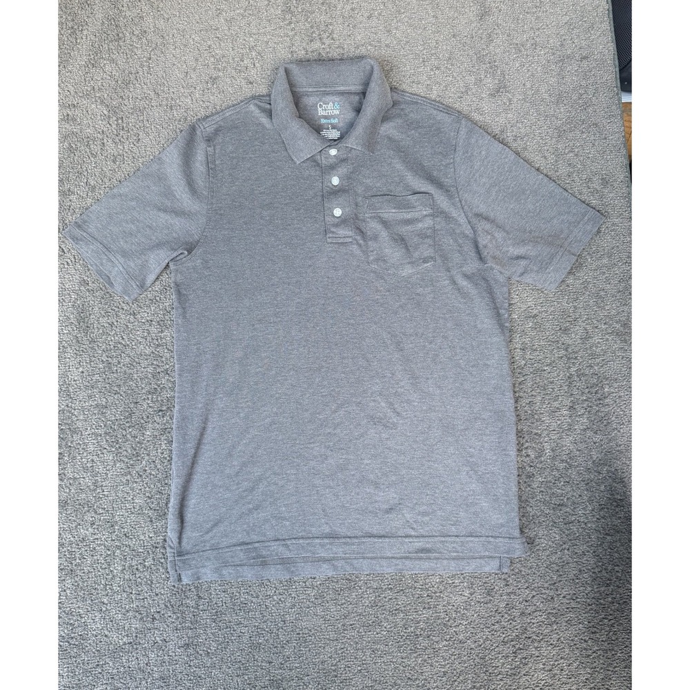 Croft & Barrow Extra Soft Mens Small Gray Short Sleeve Pocket Polo Shirt